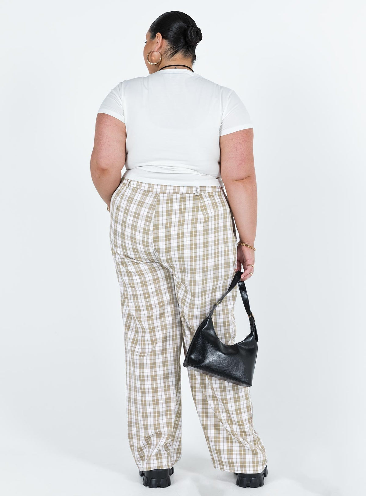 Archer Pants Beige Plaid Curve