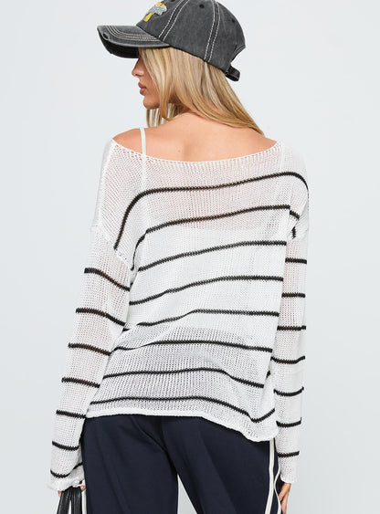 Alperton Knit Sweater Cream Stripe