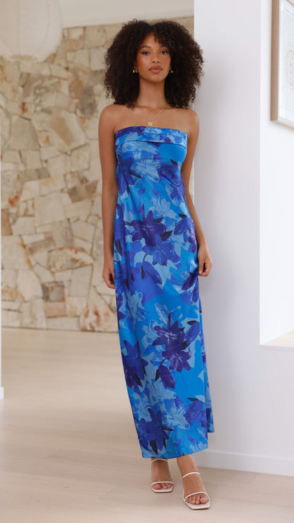 Miya Maxi Dress - Blue Floral