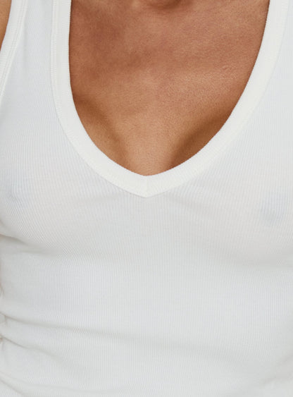 Baseline V Neck Rib Tank Top White