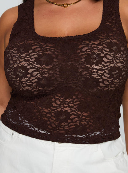 Bennington Lace Top Brown Curve