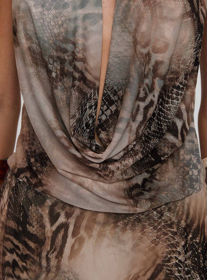 Bossa Nova Halter Mini Dress Snake