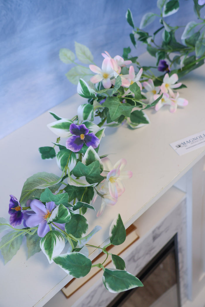 5' Purple Rain Pansy Garland