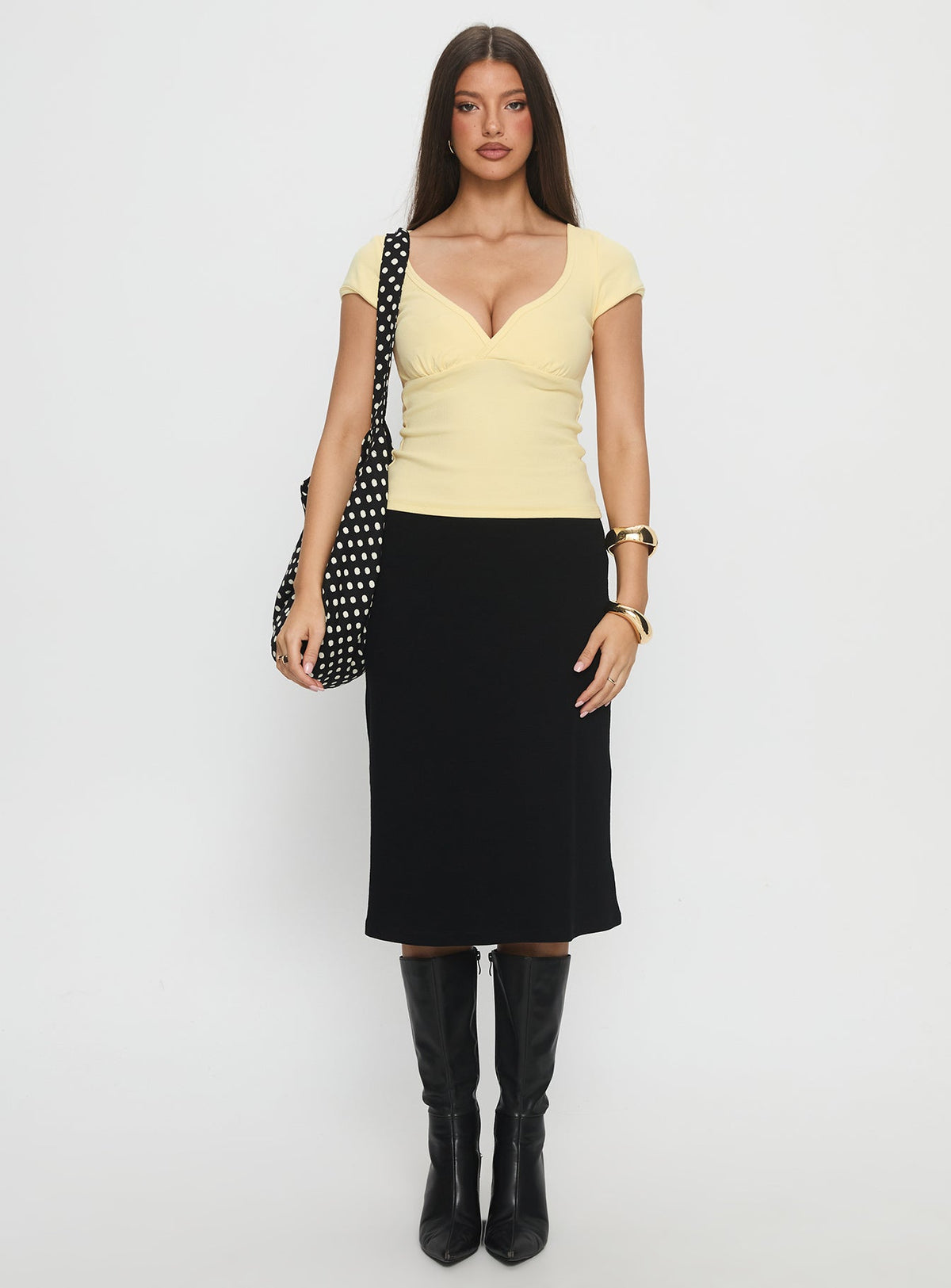Baseline Cross Over Cap Sleeve Top Yellow