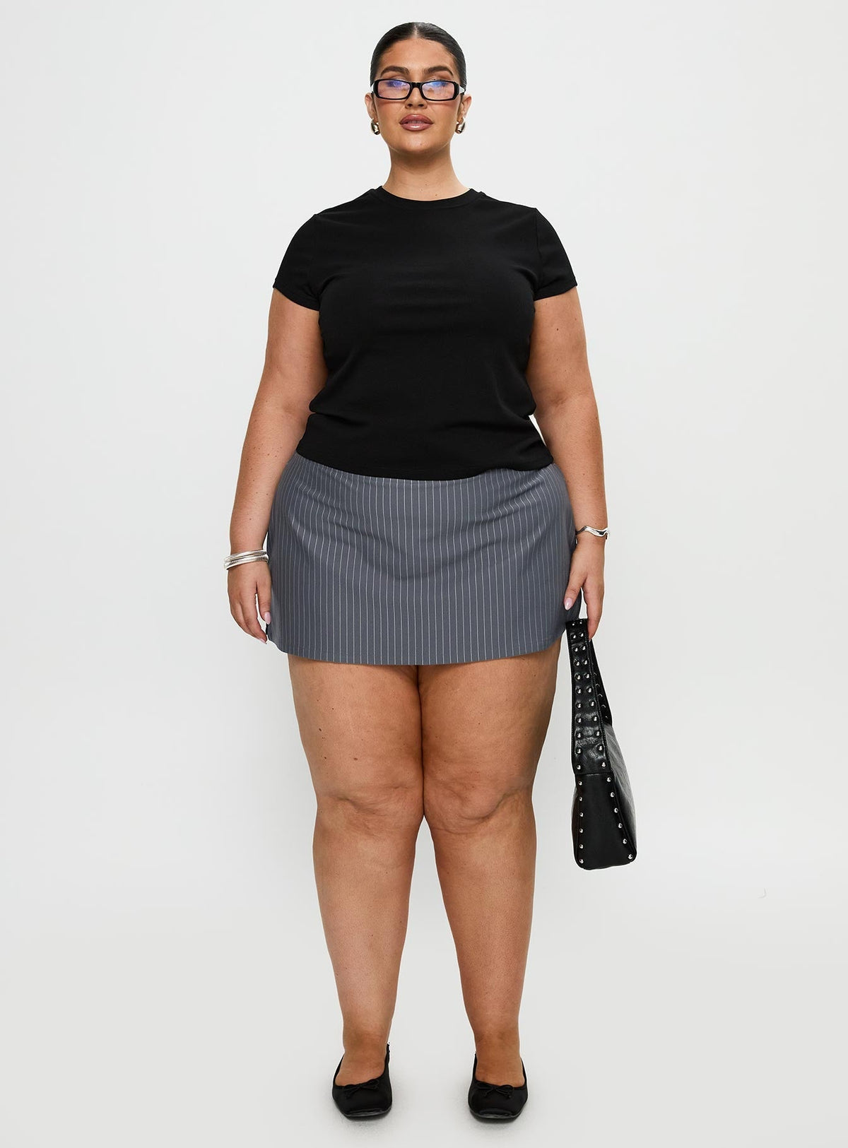 Can't Sleep Skort Charcoal Stripe Curve