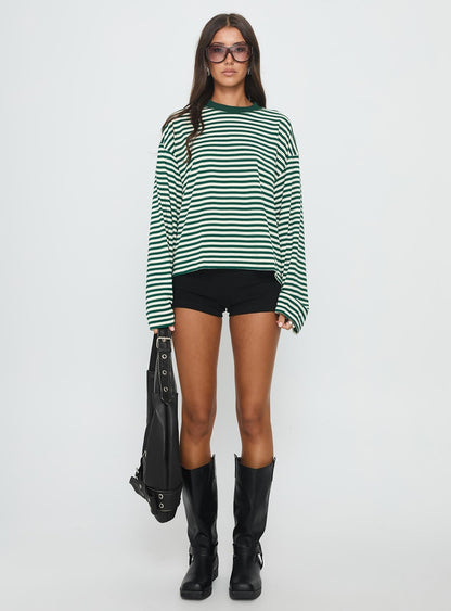 Bloom Long Sleeve Top Moss Stripe