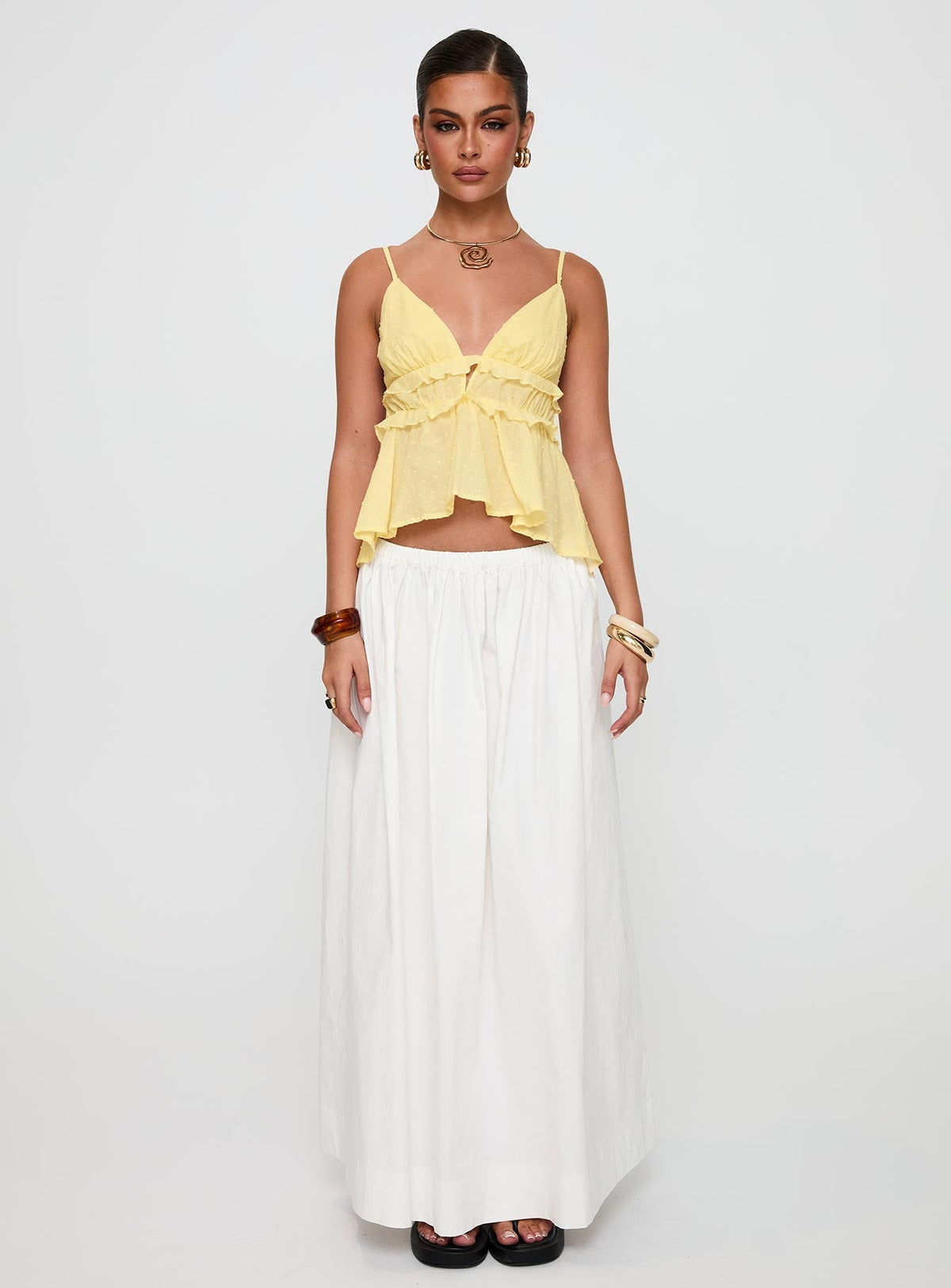 Blondelle Frill Detail Top Yellow