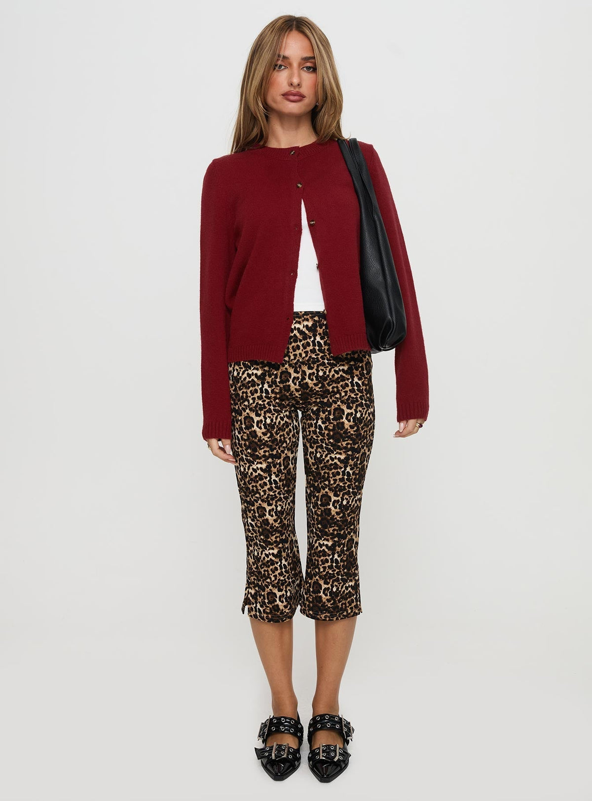 Arica Button Up Knit Cardigan Red