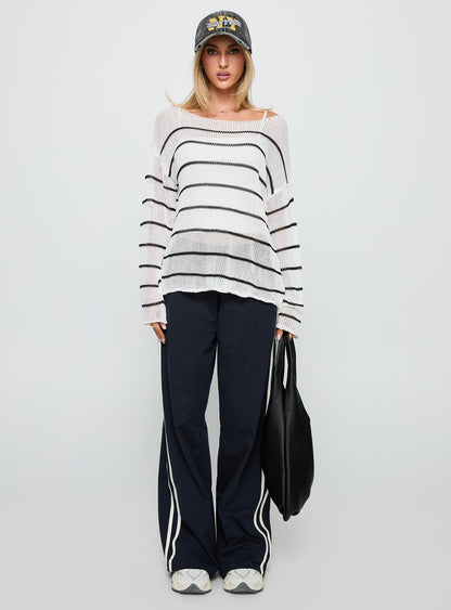 Alperton Knit Sweater Cream Stripe