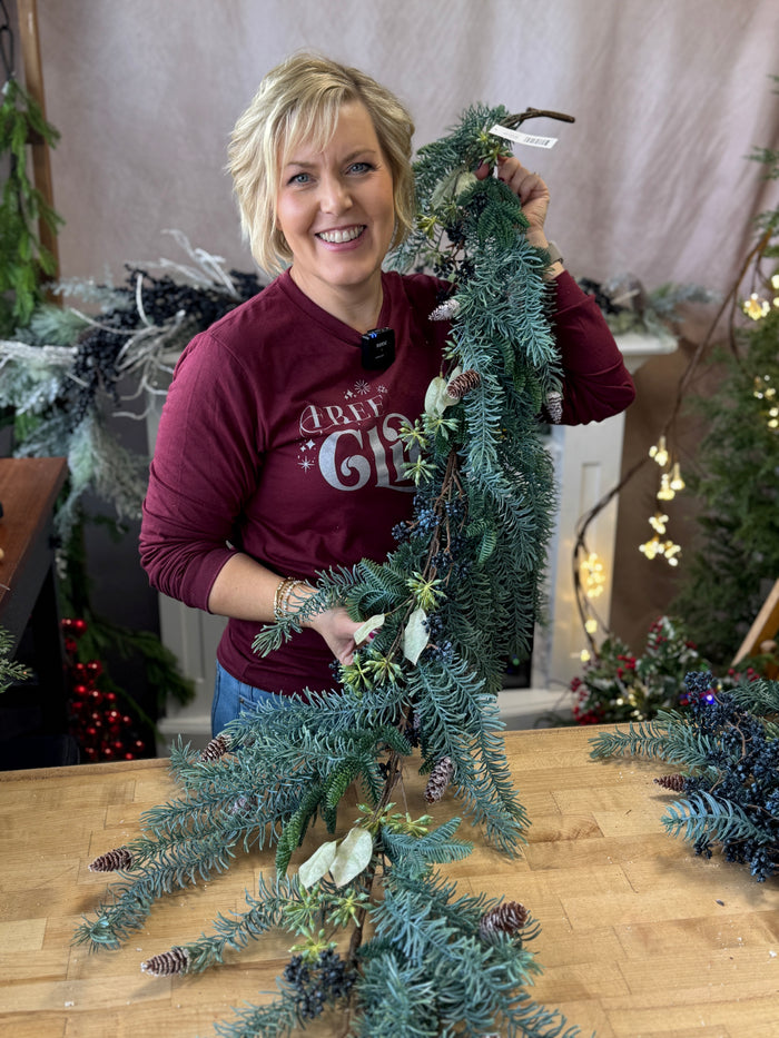 62" White Sugar Spruce Garland