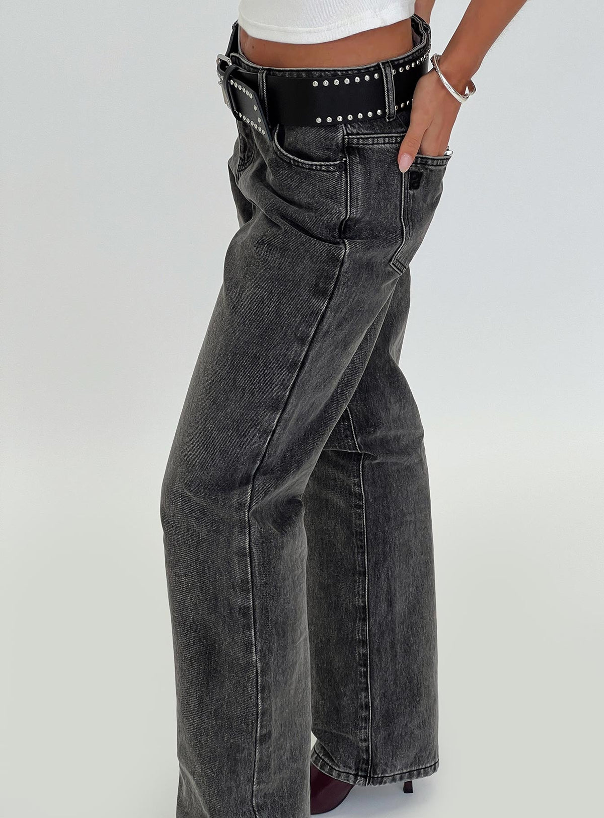 Better Half Low Rise Straight Leg Jeans Charcoal