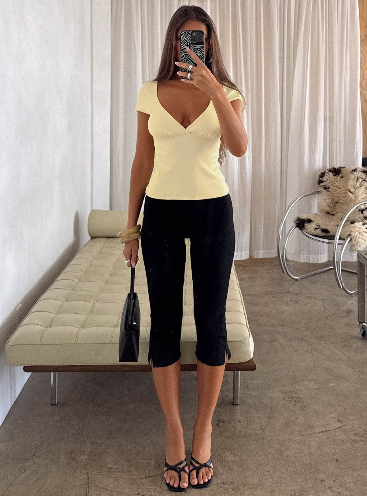 Baseline Cross Over Cap Sleeve Top Yellow
