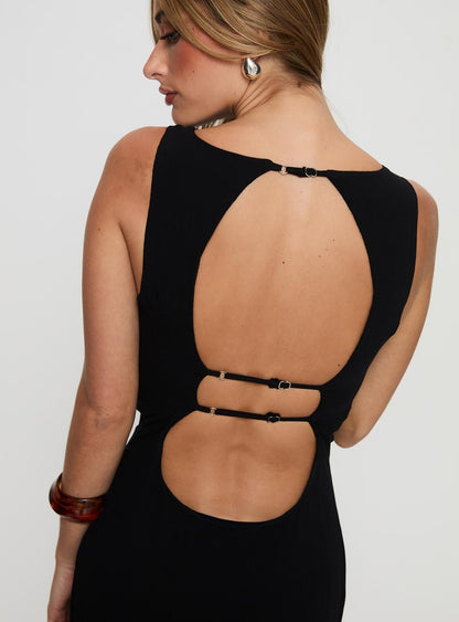 Ace Of Hearts Backless Maxi Dress Black Petite