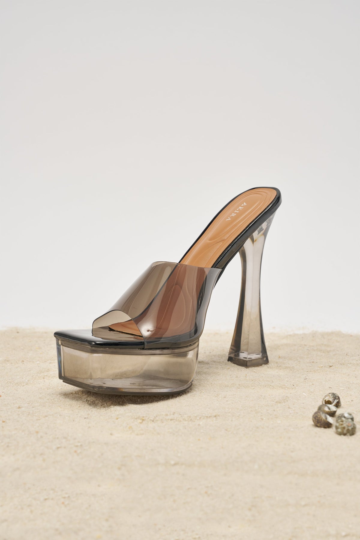 AKIRA ALEXUS SMOKE PVC CHUNKY SLIP ON SANDAL