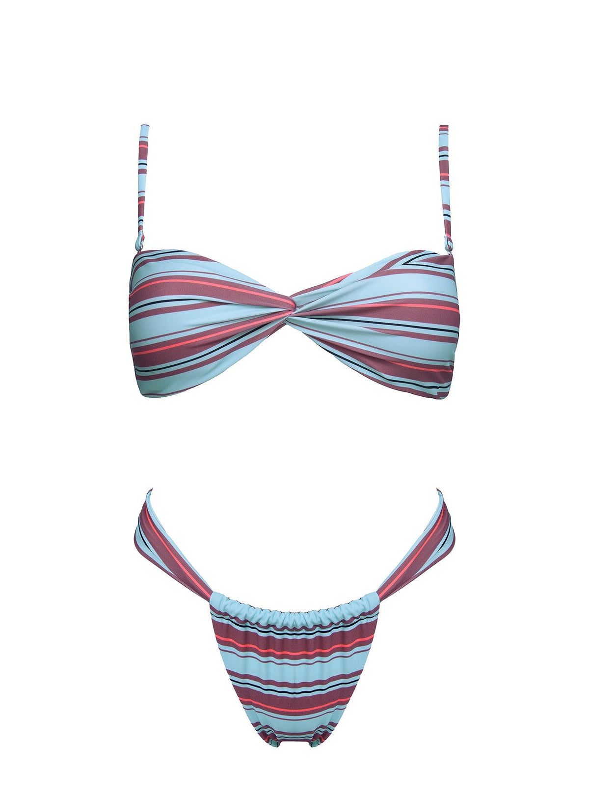 Amplitude Bikini Top Blue / Brown Stripe