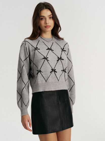 Argyle Bow Detail Sweater