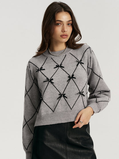Argyle Bow Detail Sweater