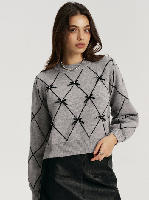 Argyle Bow Detail Sweater