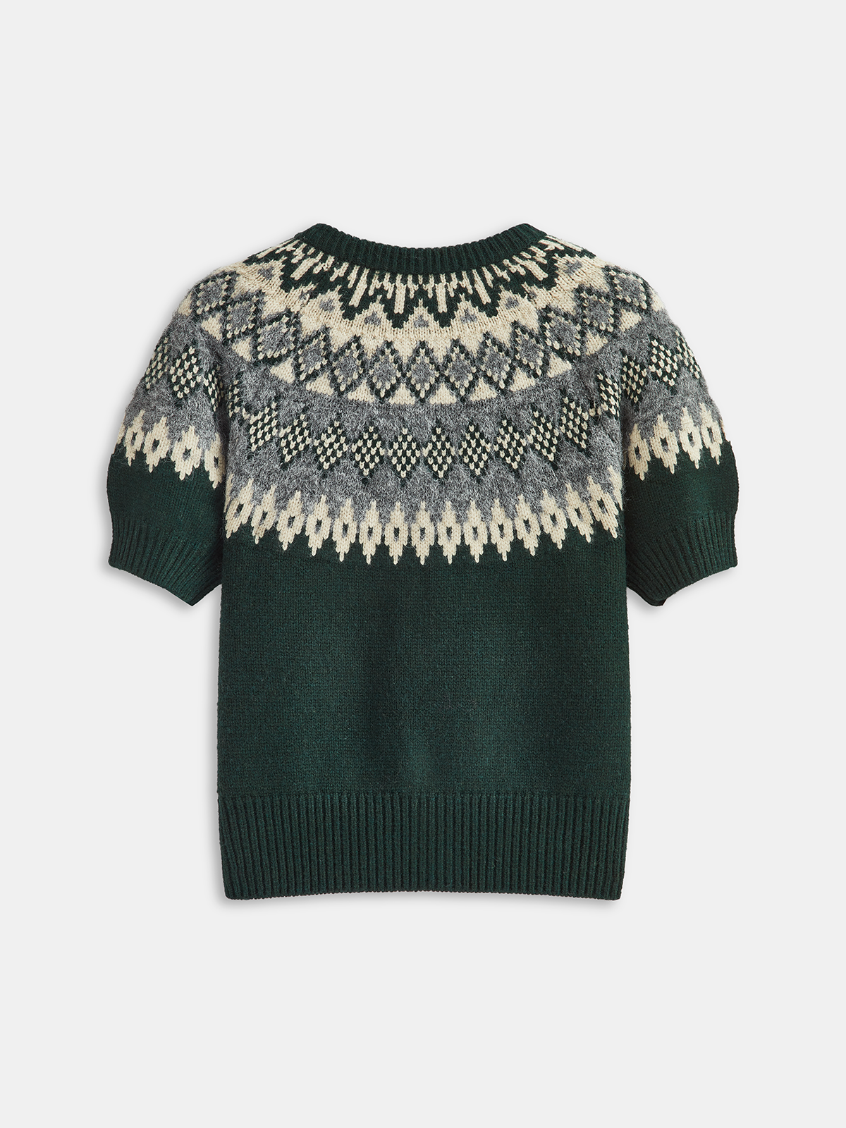 Cashmere-Blend Fair Isle Short-Sleeve Cardigan