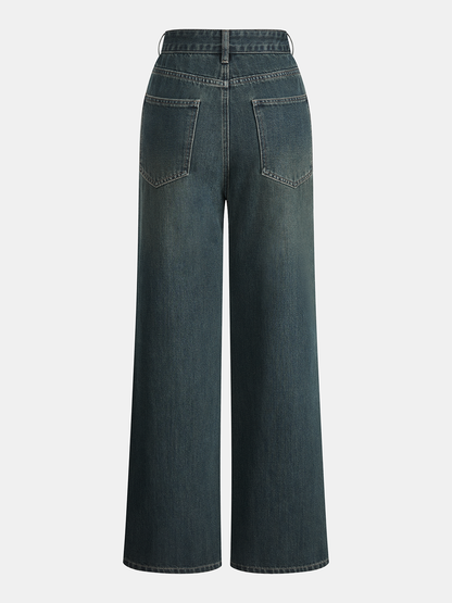 Mid-Waist Straight-Leg Jeans