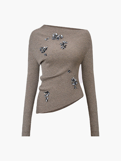 Wool-Blend Sequins Knit Top & Skirt Set