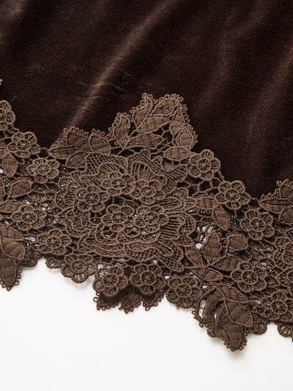 Velvet Lace Trim Cami Top