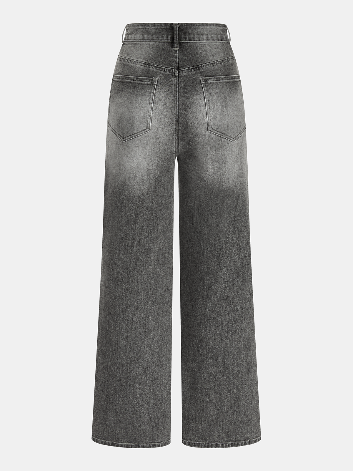 Mid-Waist Wide-Leg Denim Pants