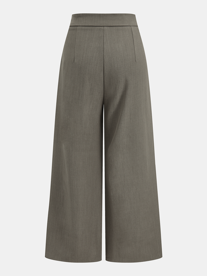 Mid-Waist Wrap-Front Wide-Leg Pants