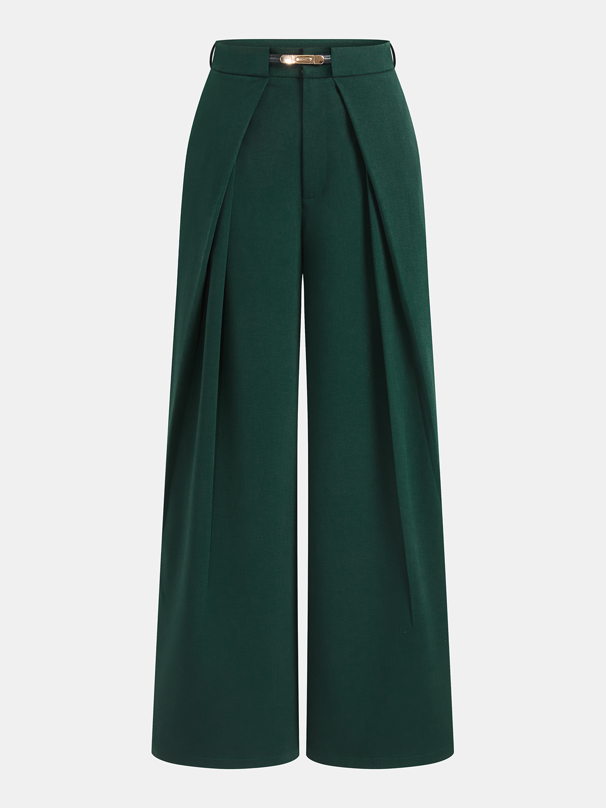 Mid Waist Belted Pleated Wide Leg Pants