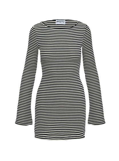 Bryanna Long Sleeve Mini Dress Black / White