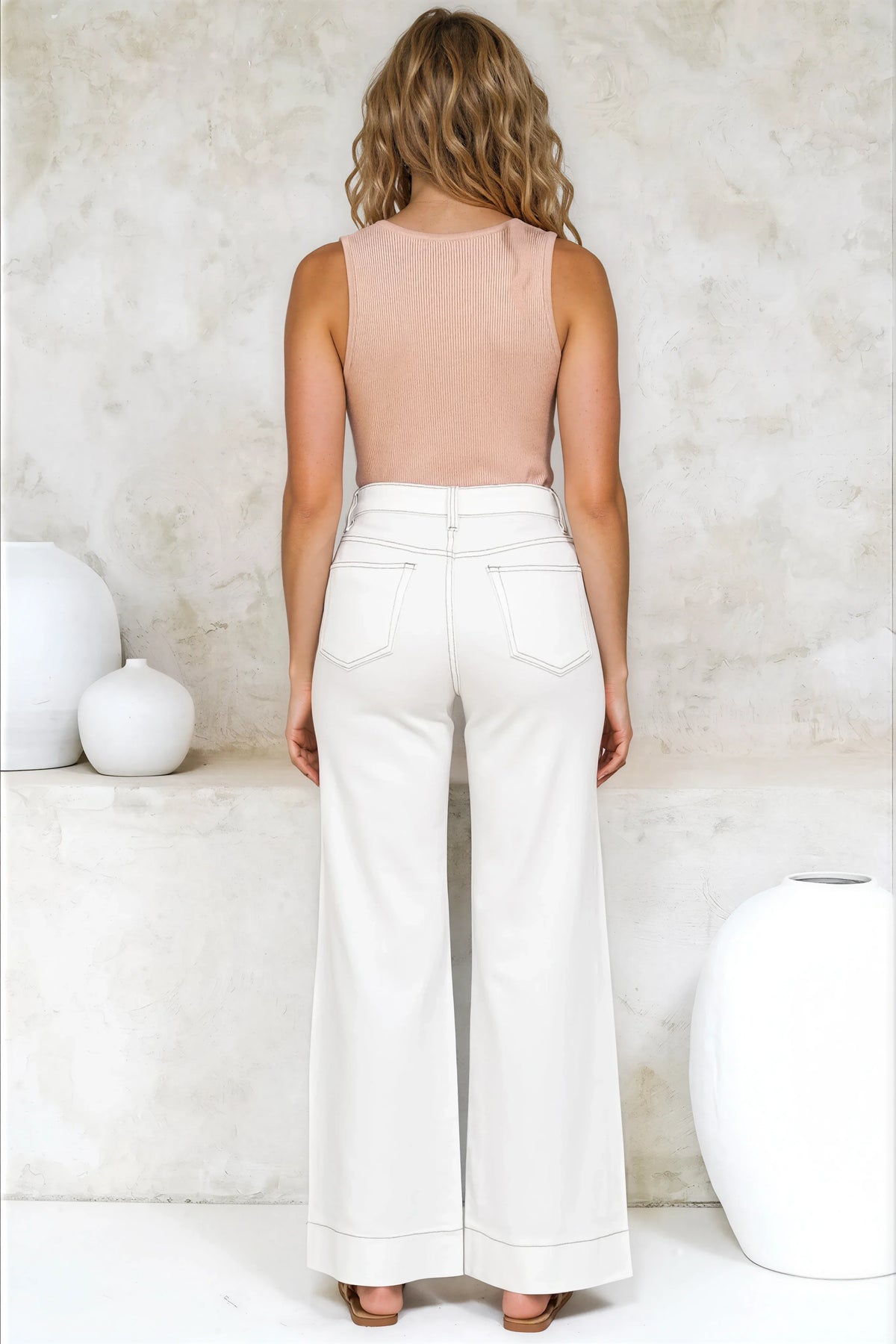 Cindy Wide Leg Jeans in White