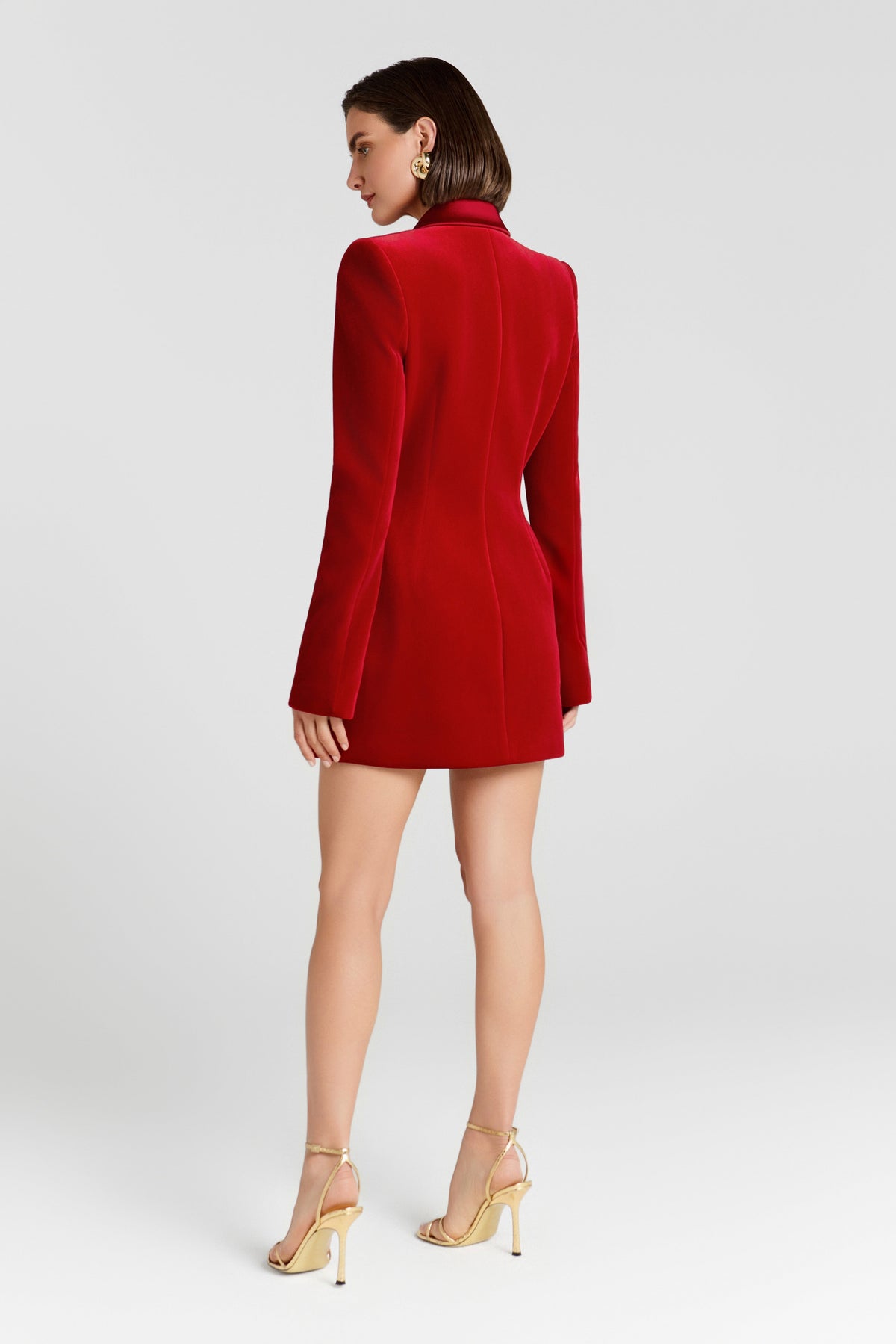 Monica Red Velvet Blazer Dress
