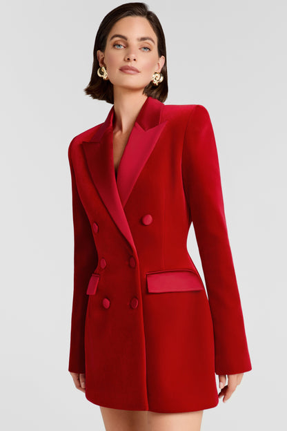 Monica Red Velvet Blazer Dress