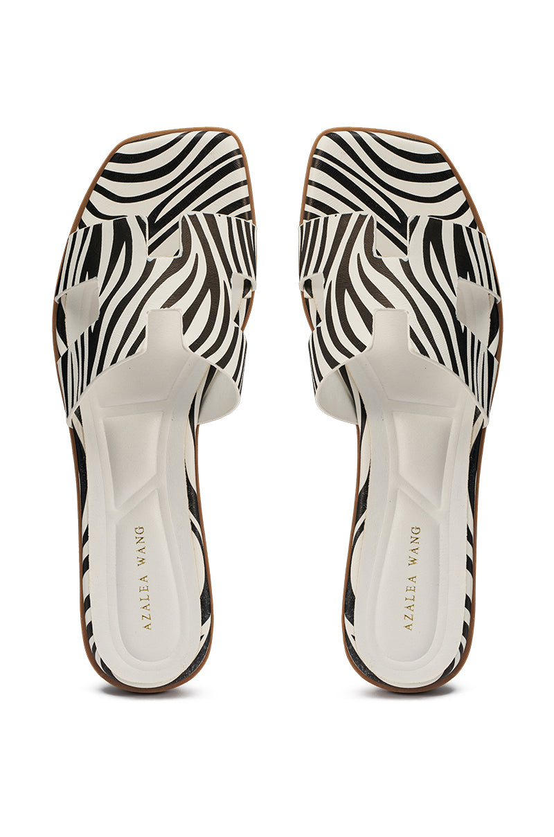 AKIRA HOWDY ZEBRA SLIP ON FLAT SANDAL