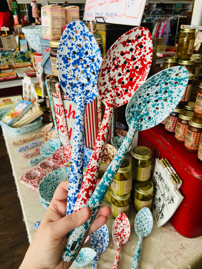 Splatter Enamelware Large Slotted Spoon - Deer Creek Mercantile