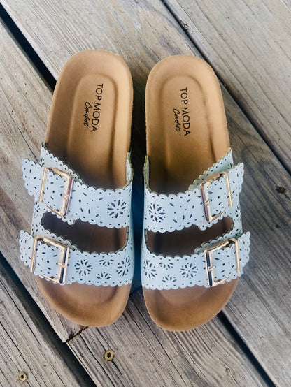 Suzanna's Eyelet Sandals (White) - Deer Creek Mercantile