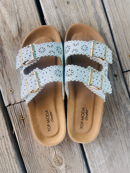 Suzanna's Eyelet Sandals (White) - Deer Creek Mercantile