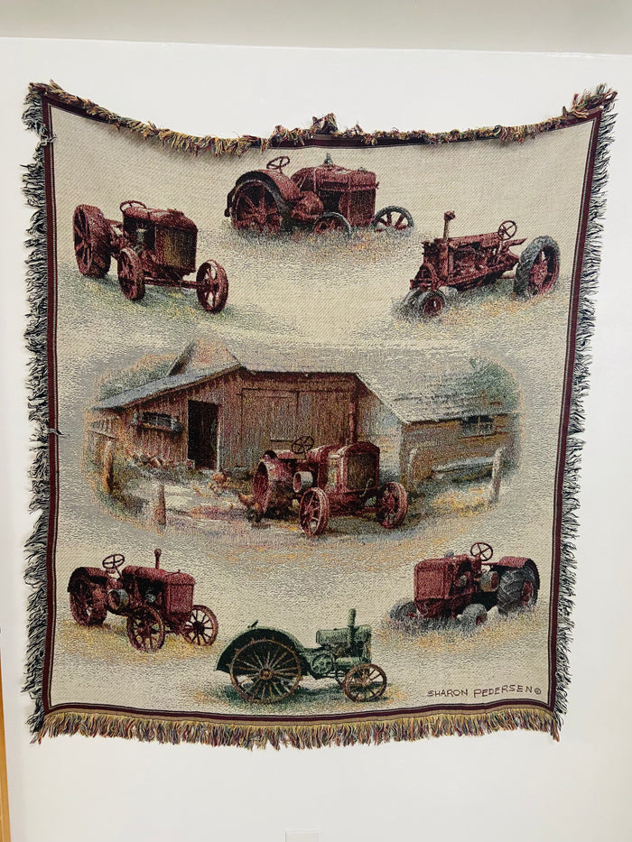 Vintage Farm Tractors Tapestry Blanket - Deer Creek Mercantile
