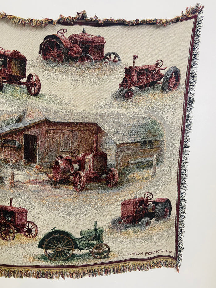 Vintage Farm Tractors Tapestry Blanket - Deer Creek Mercantile