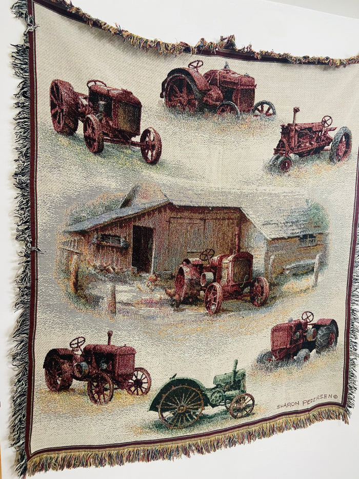 Vintage Farm Tractors Tapestry Blanket - Deer Creek Mercantile