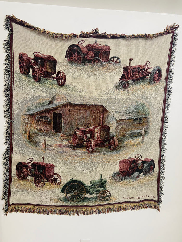 Vintage Farm Tractors Tapestry Blanket - Deer Creek Mercantile