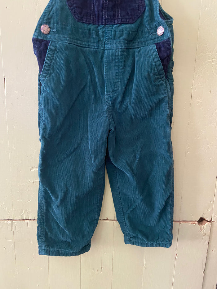 Pre-Loved Youth Oshkosh Corduroy Green/Navy Overalls *3T - Deer Creek Mercantile