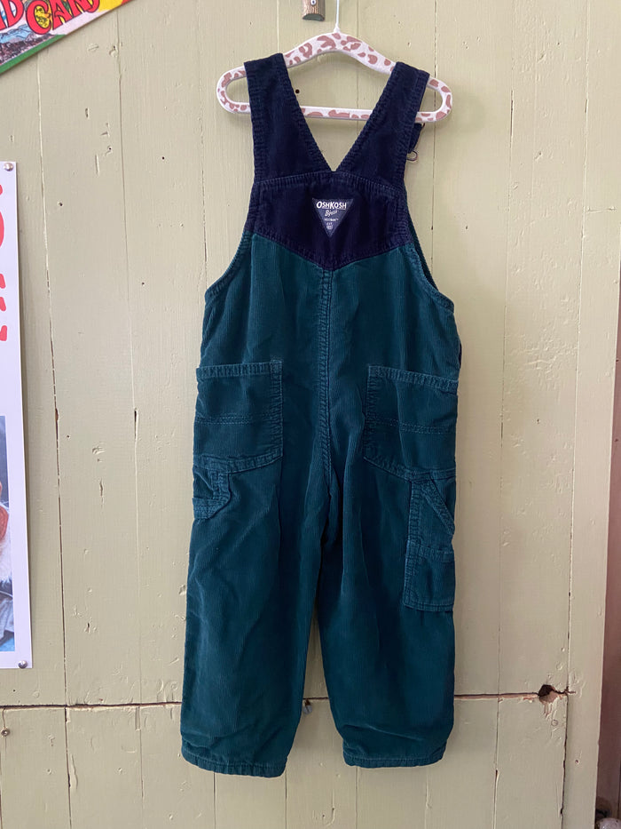 Pre-Loved Youth Oshkosh Corduroy Green/Navy Overalls *3T - Deer Creek Mercantile