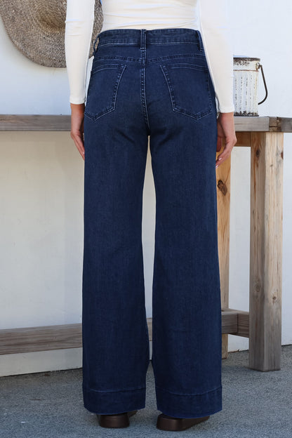 Jesse Jeans - High Waisted Wide Leg Jeans in Dark Denim