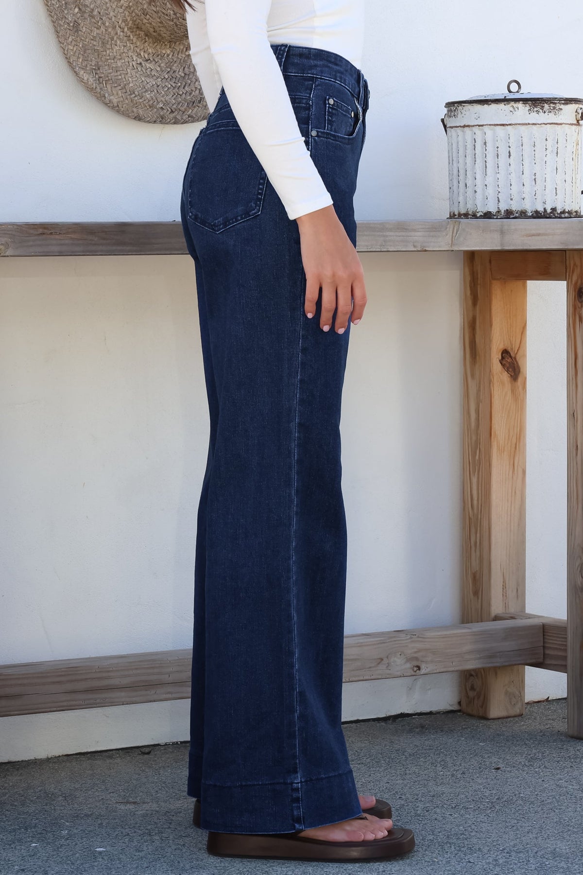Jesse Jeans - High Waisted Wide Leg Jeans in Dark Denim