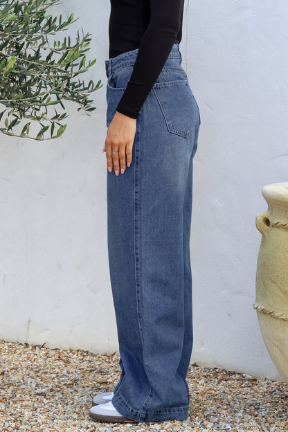 Kash Jeans - Relaxed Mid Rise Mum Jeans in Dark Denim