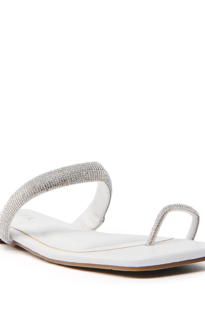 AKIRA LAVEDA WHITE EMBELLISHED FLAT SANDAL