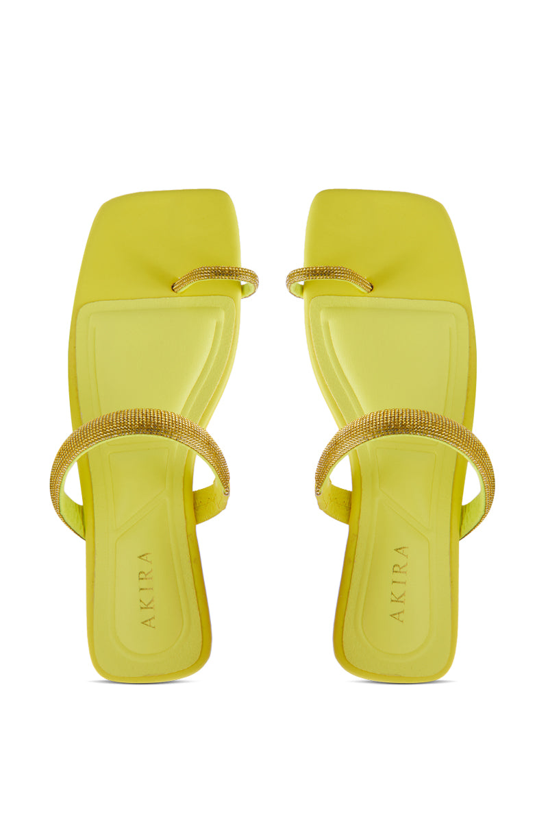 AKIRA LAVEDA YELLOW EMBELLISHED FLAT SANDAL