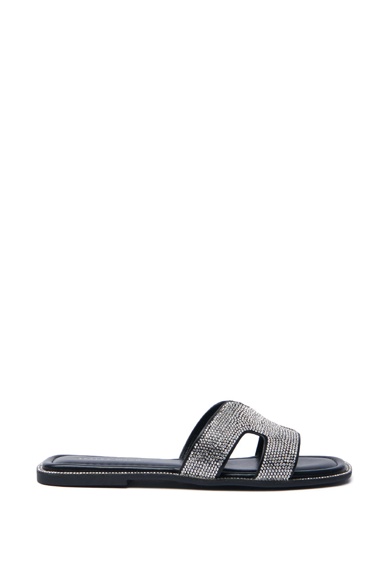 AKIRA PRINCESS PEACHY BLACK SLIP ON EMBELLISHED SANDAL