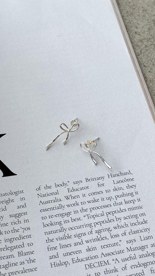Velika Bow Earrings - Silver